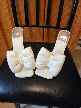 Jeffrey Campbell White Bow Down Mule Heels